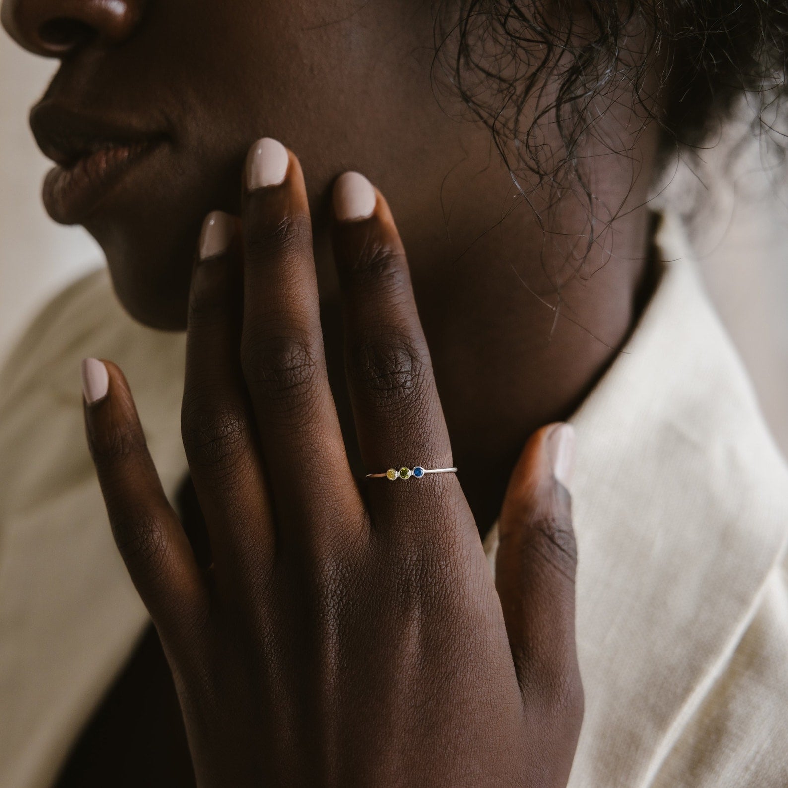 Tiny Triple Birthstone Ring