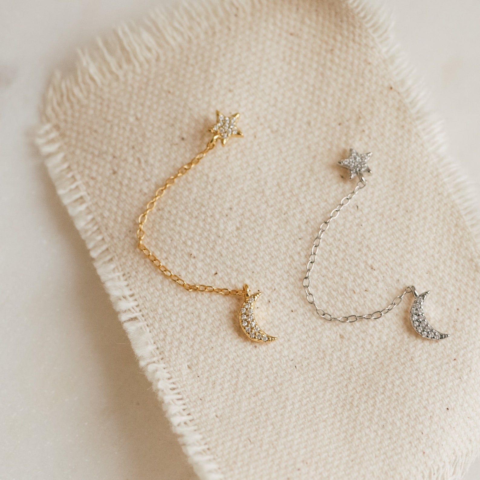 Luna Moon & Star Chain Earrings