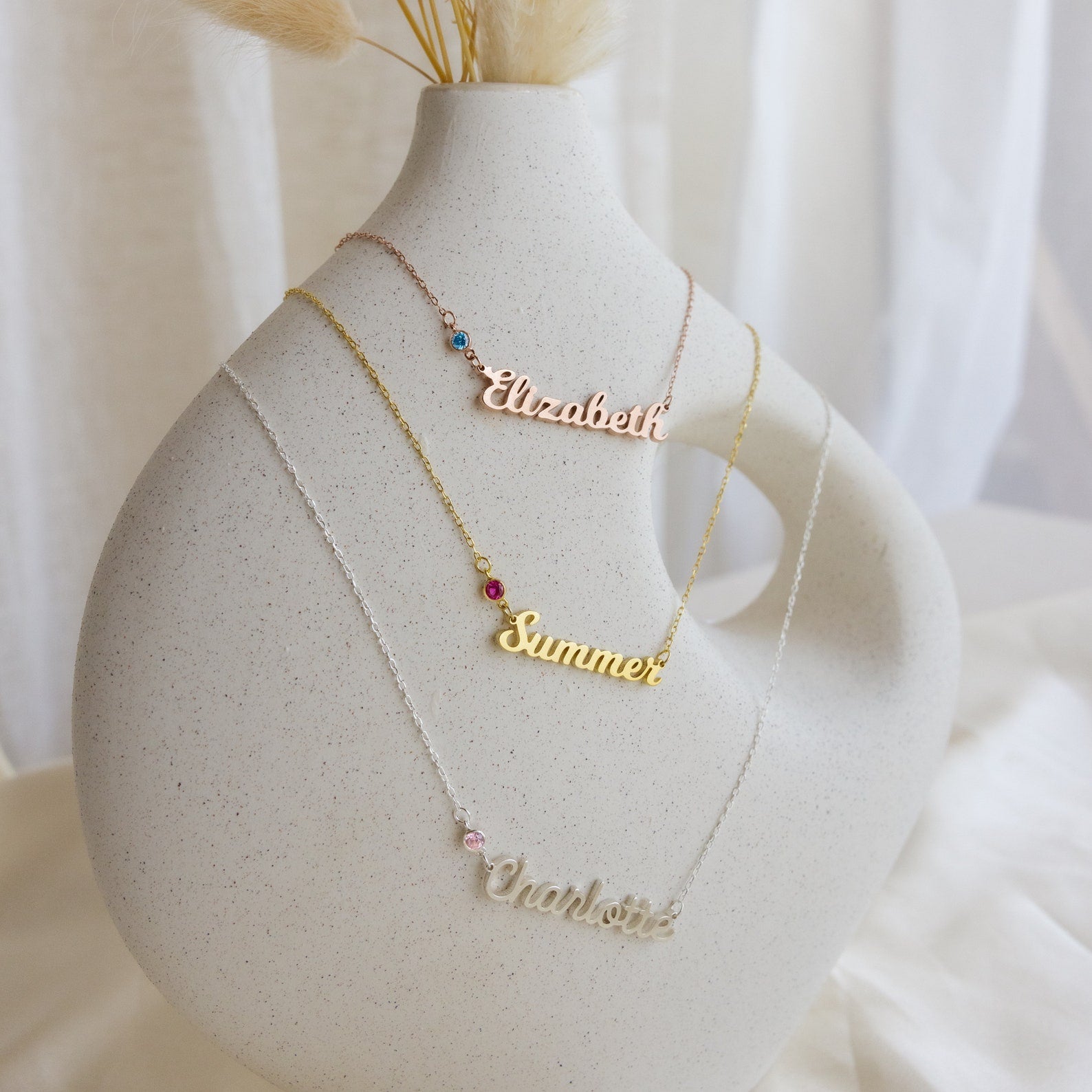 Mellow Birthstone Name Necklace