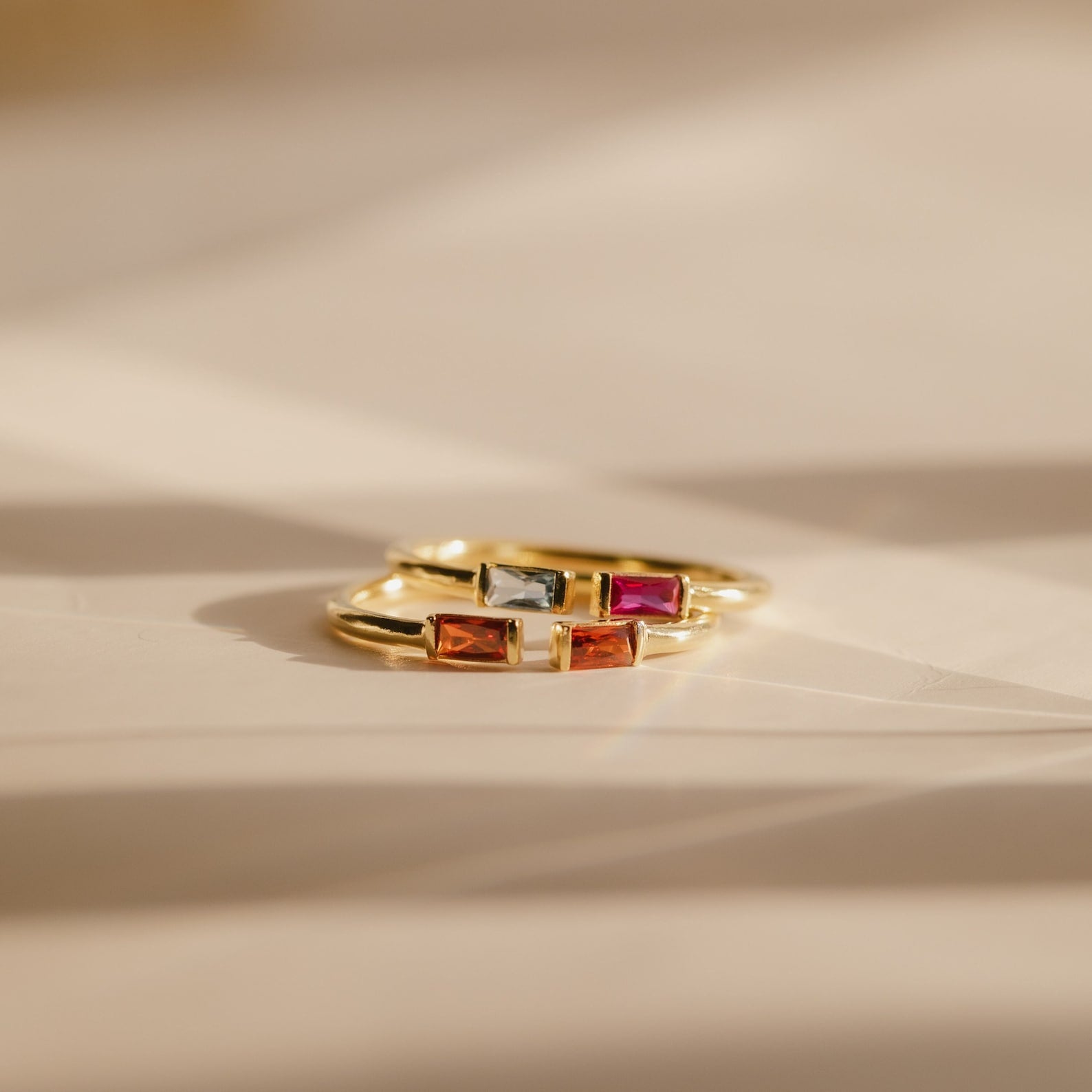 Duo Baguette Birthstone Ring