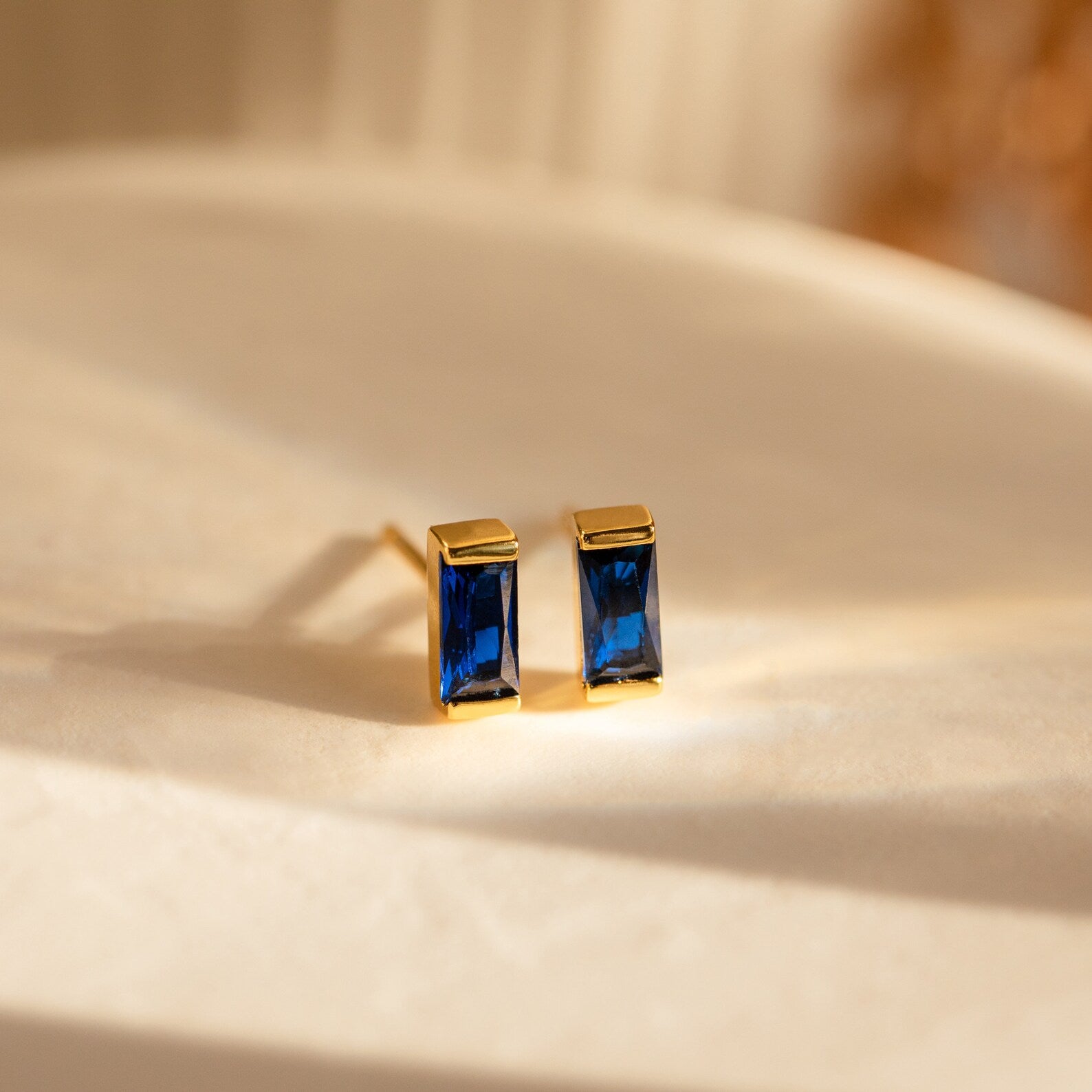 Baguette Birthstone Studs