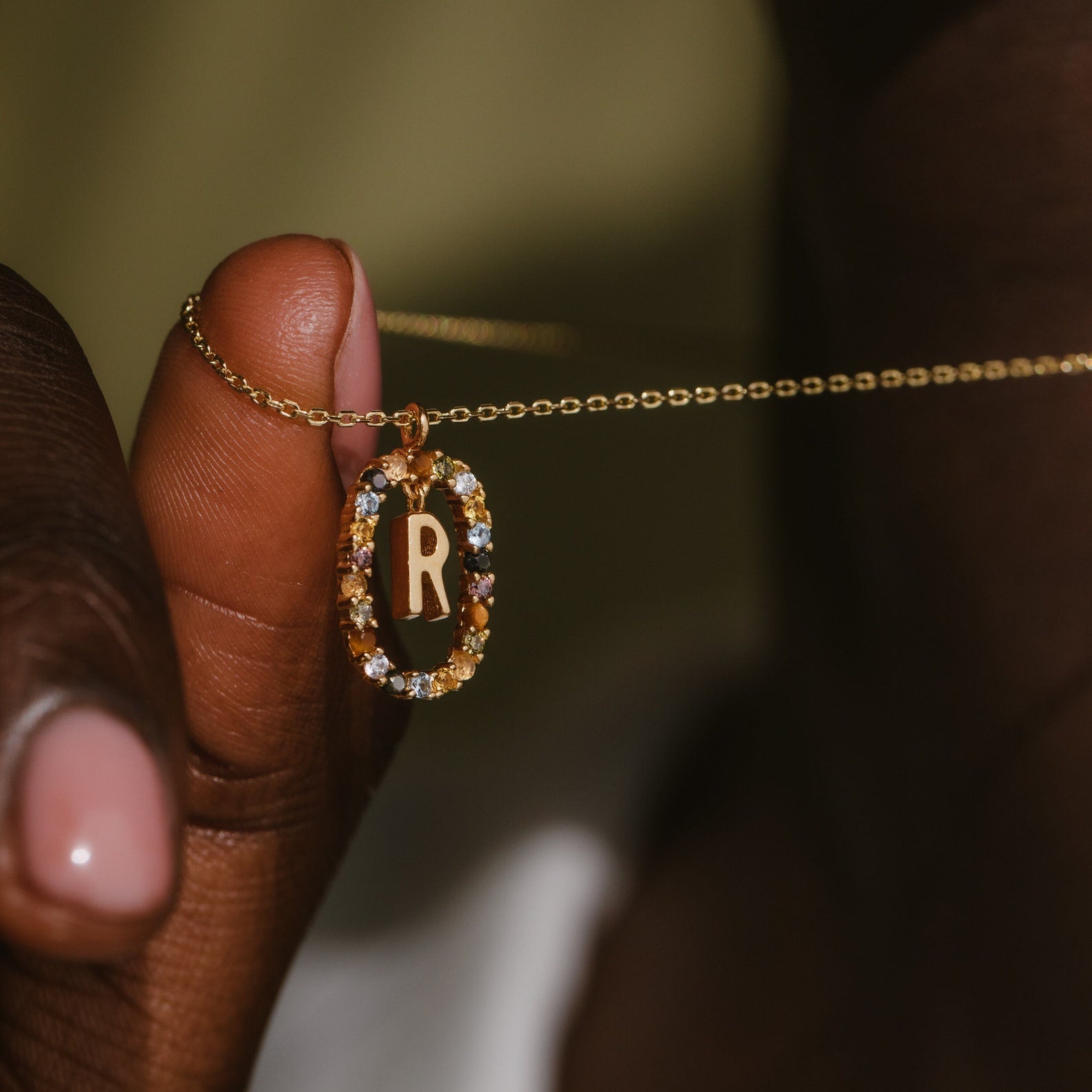 Rainbow Initial Necklace