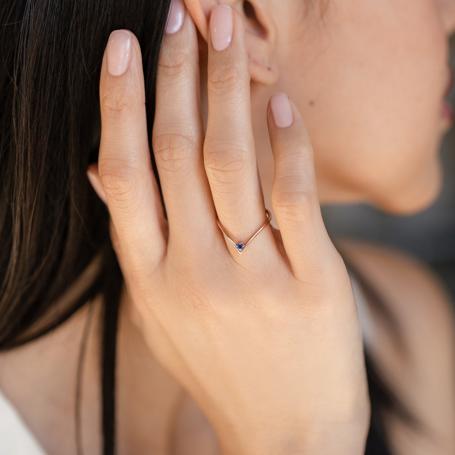 Chevron Birthstone Ring