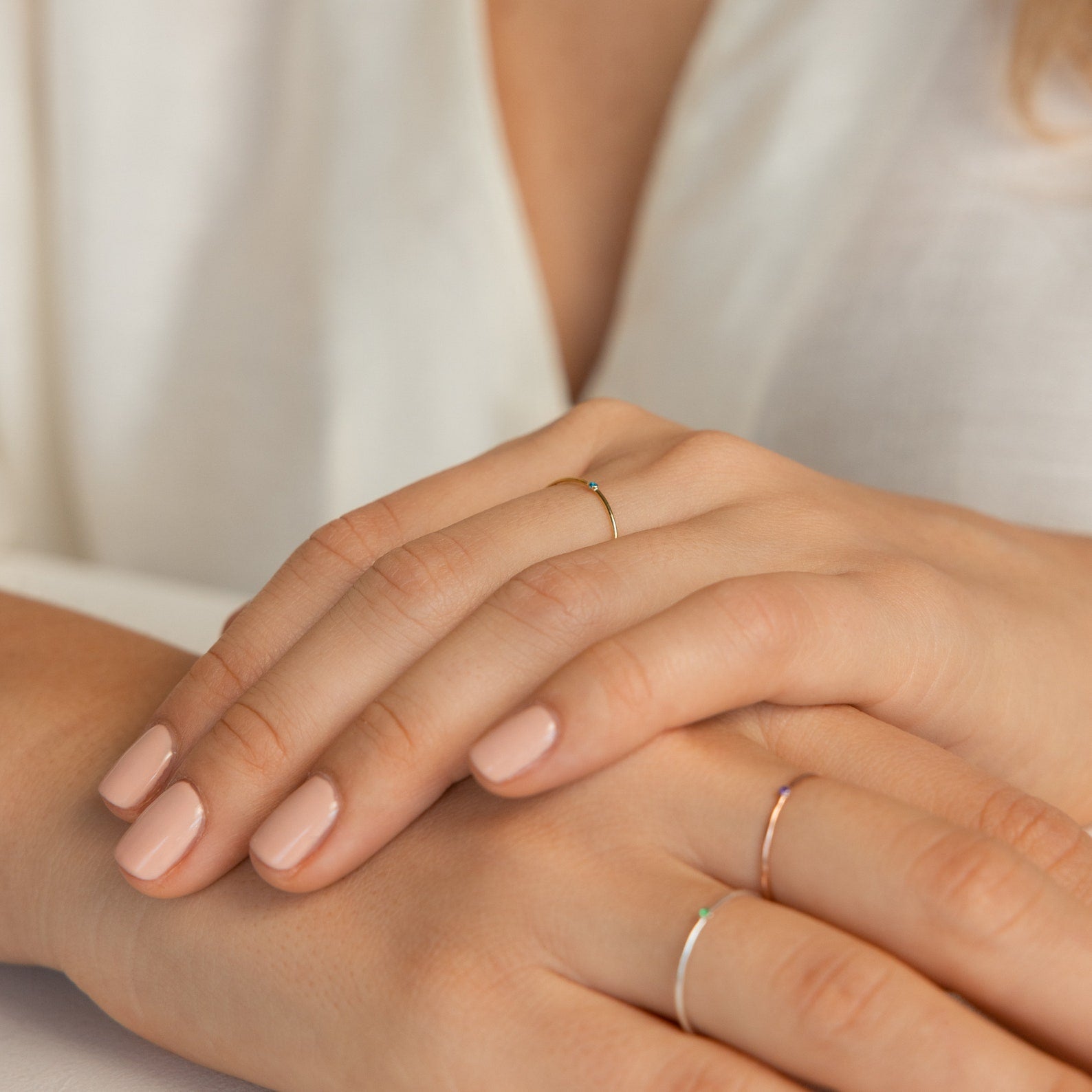 Thin Mini Birthstone Ring