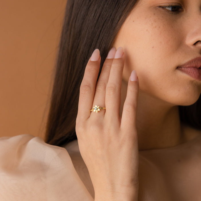 Flower Birthstone Ring