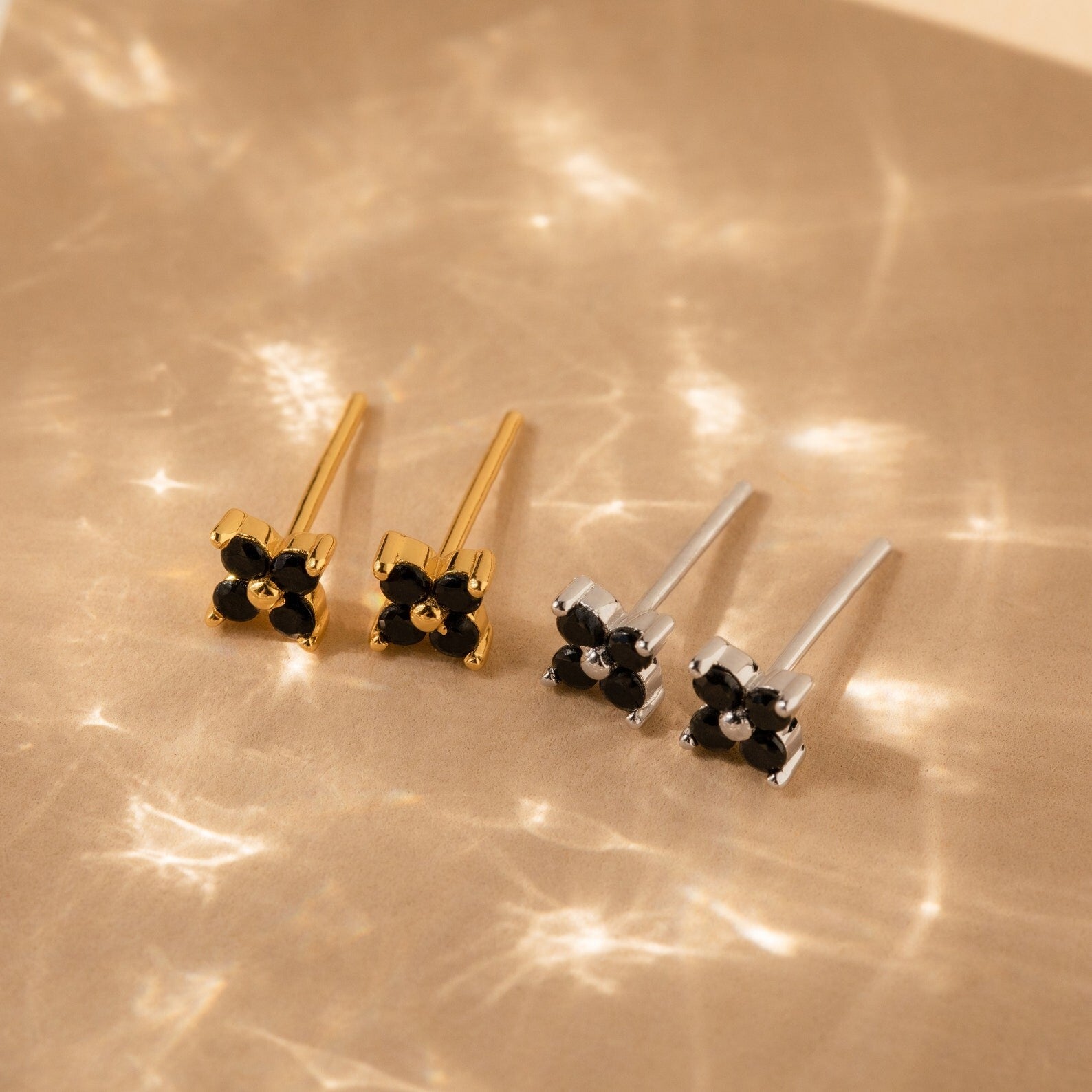 Black Flower Studs