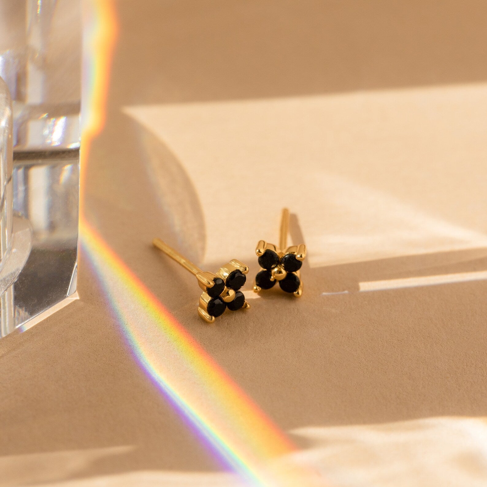 Black Flower Studs