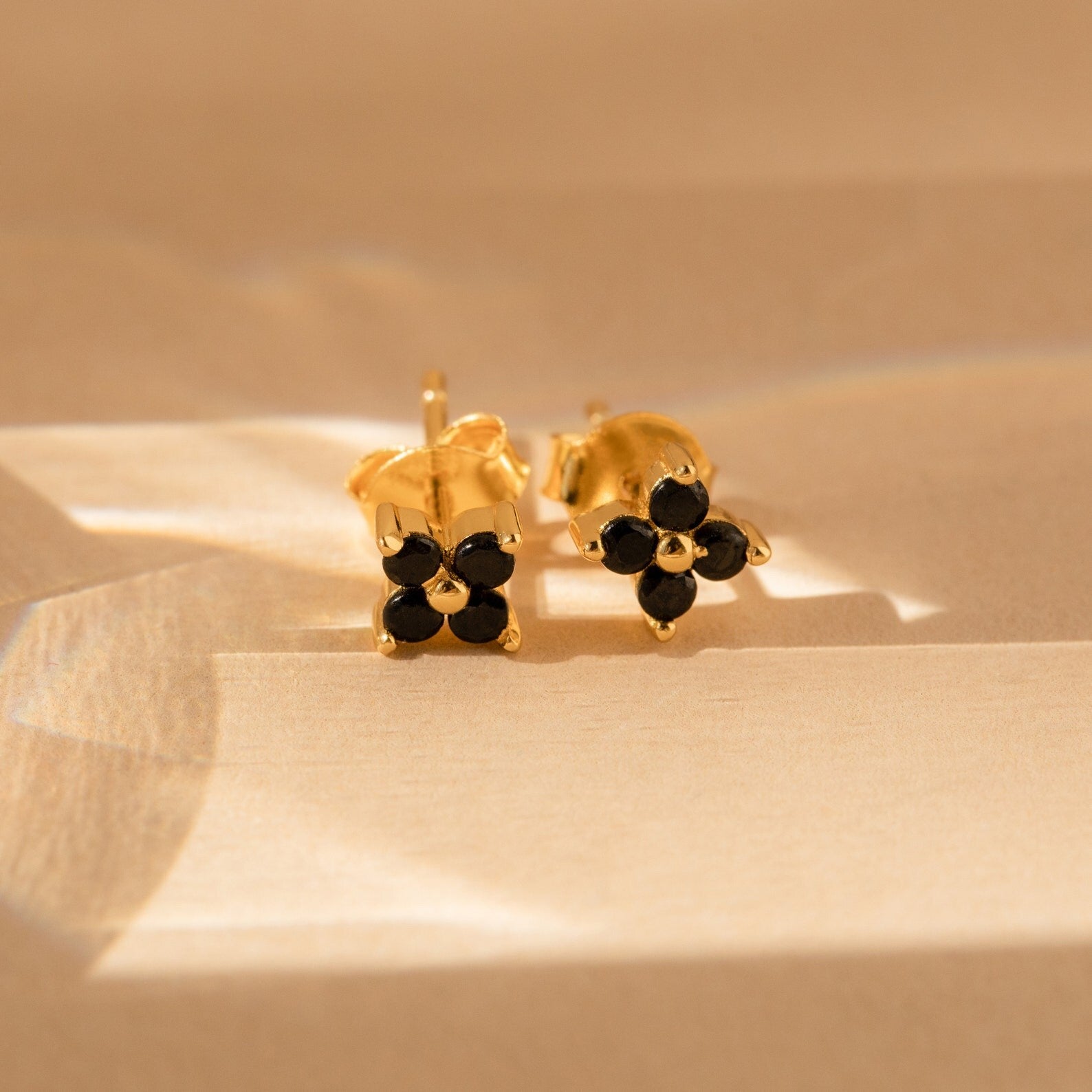 Black Flower Studs