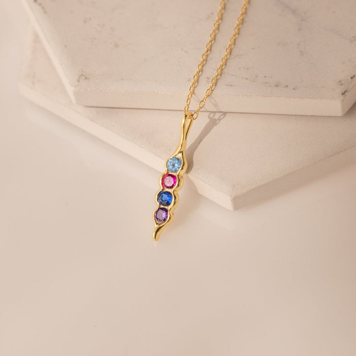 Vertical Pod Birthstone Necklace