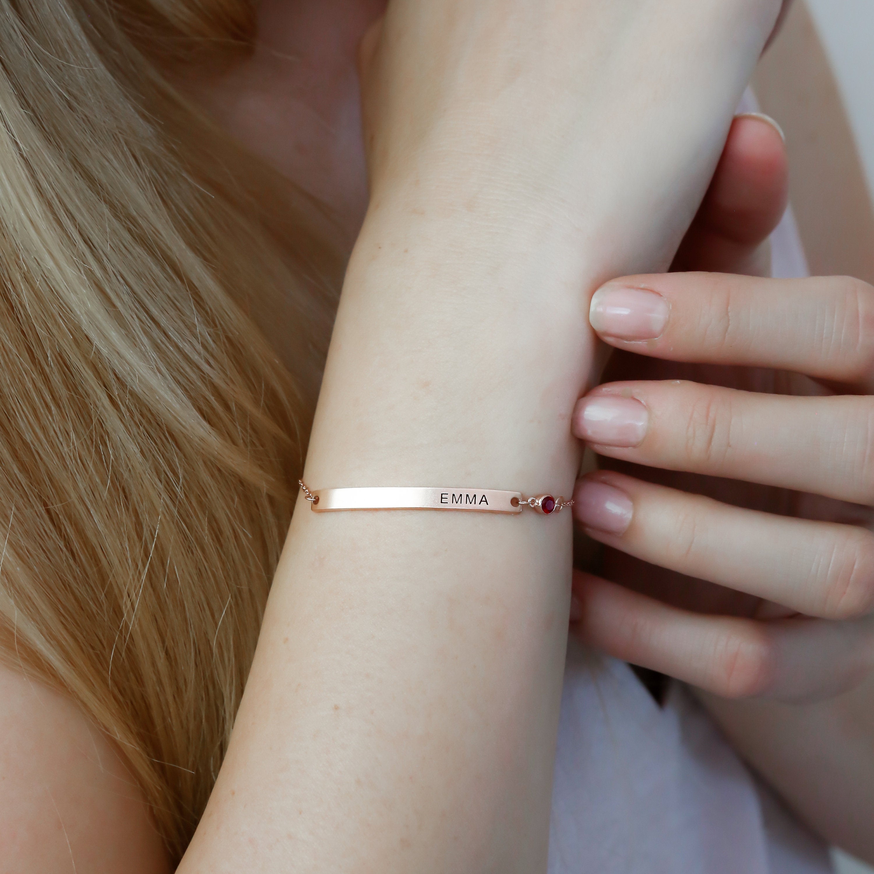 Thin Name Bar Bracelet