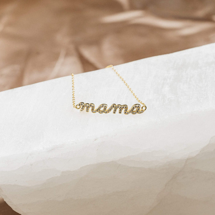 Pave Mama Script Bracelet