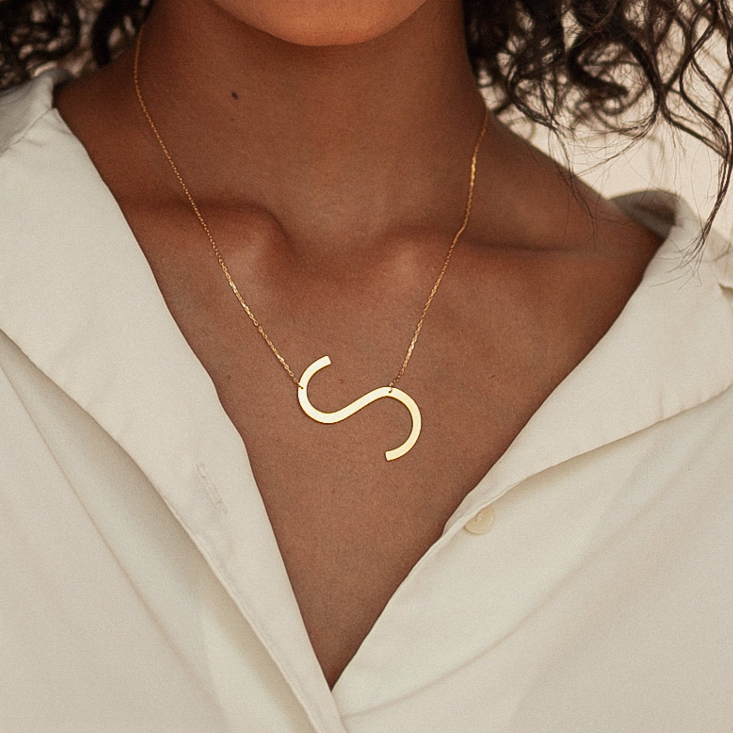 Large Sideways Initial Necklace