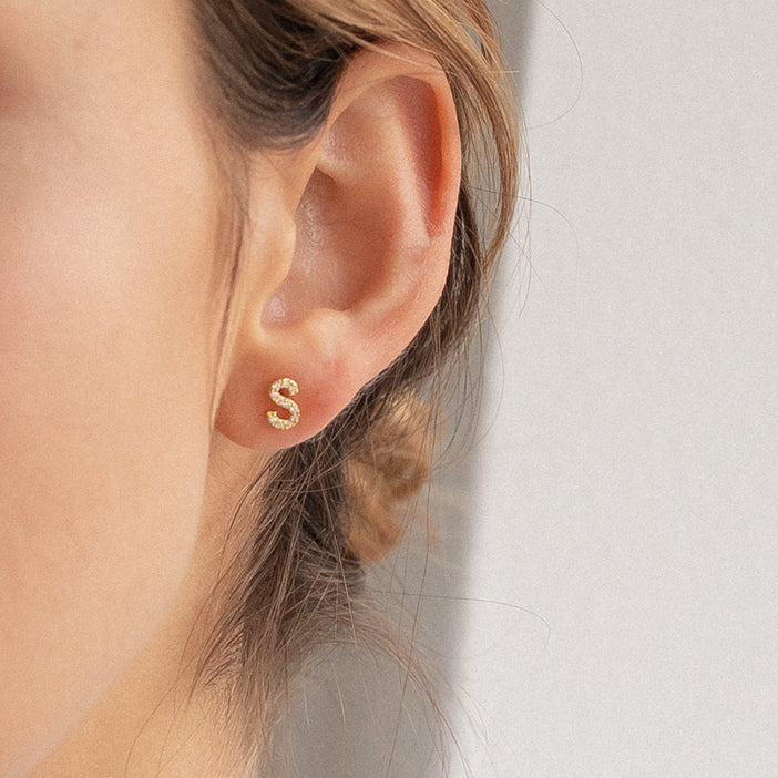 Pave Letter Studs